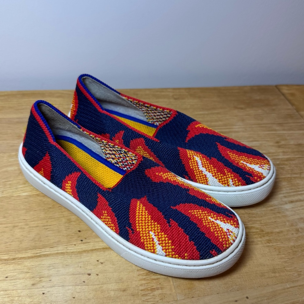 Rothy's The Kid Navy Flame Knit Slip On Shoes Little Kids Size 13